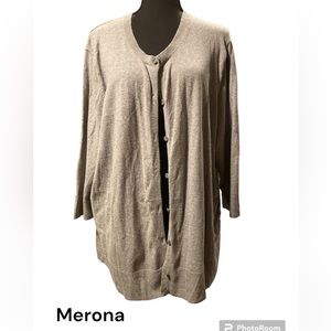 Merona Plus Size Women's Cardigan Sweater Gray 3/4" sleeves